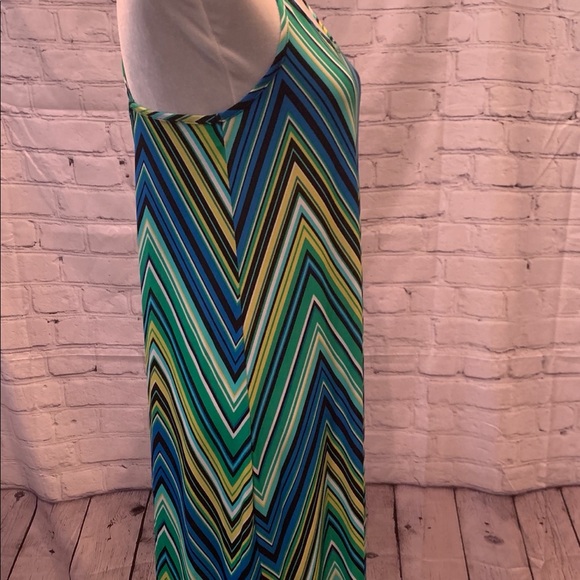 NWOT long multi colored chevron striped maxi dress. Green, yellow, blue. Sz XL - Picture 8 of 13